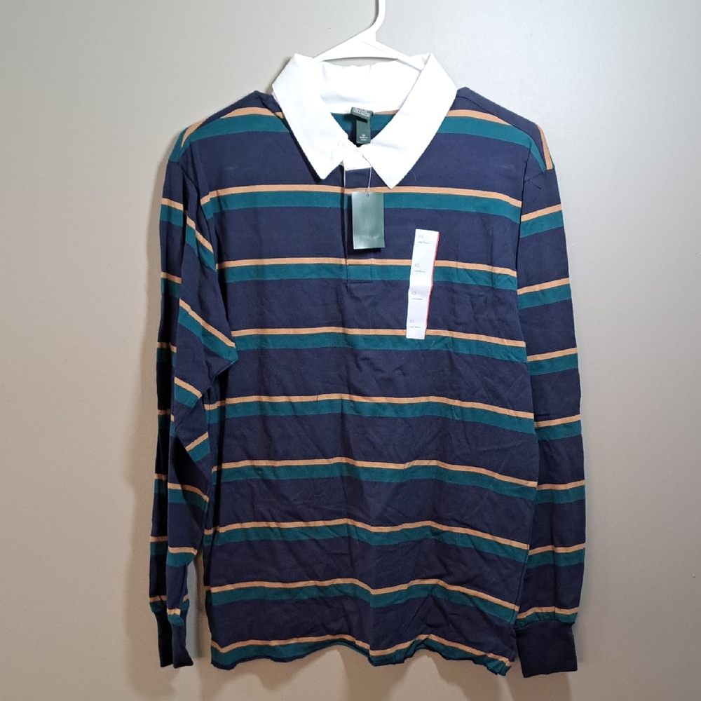 Wild Fable Blue and Green Striped Polo Shirt